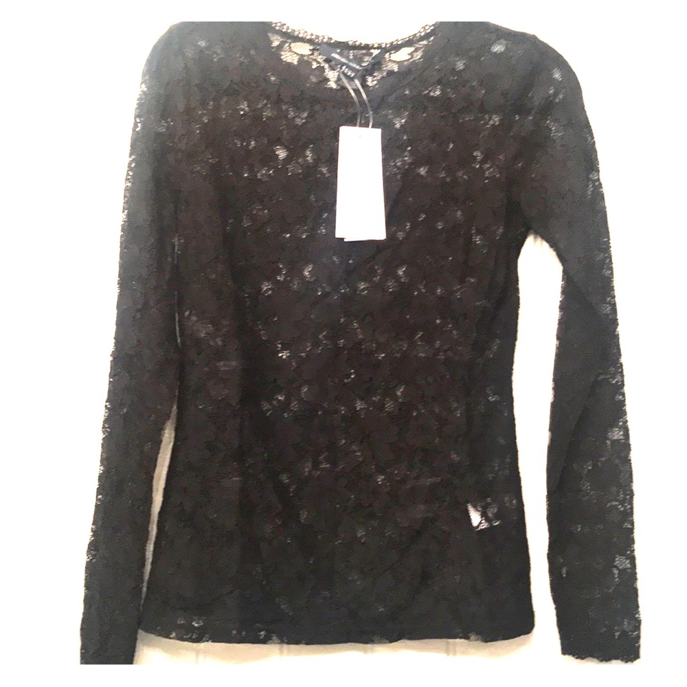 French Connection Black Lace Top